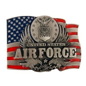 Siskiyou 1991 United States Air Force Pewter Enamel Belt Buckle Flag Seal Eagles